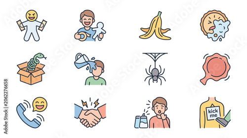 Colorful icons depicting various emotions and actions
