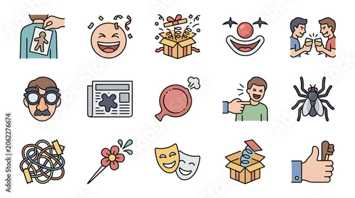Colorful Icons Depicting Various Emotions and Actions