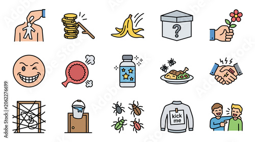 Colorful Icons Depicting Various Everyday Concepts