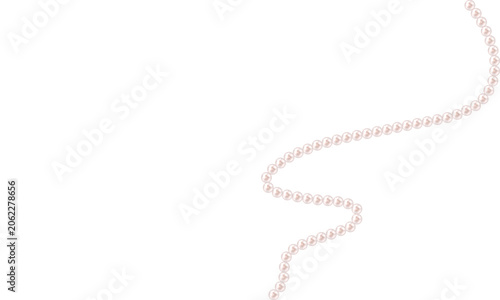 Konstfotografi Beautiful white pearl bead necklace background, pearl string frame for a wedding