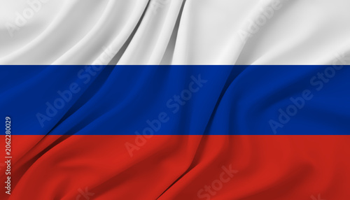 Cuadro en lienzo Russian flag with white blue and red horizontal stripes on wavy fabric