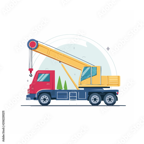 Flat design 3D truck with colorful trailer