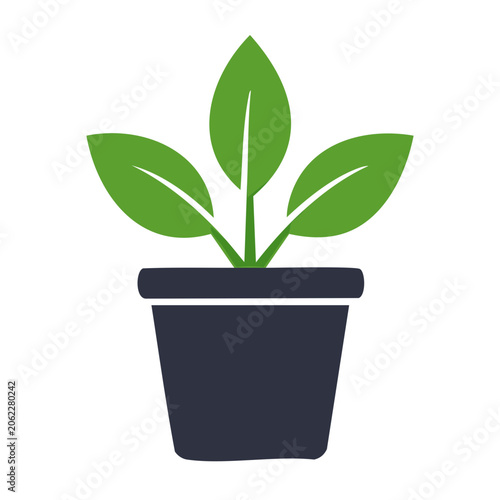 Flat design green plant icon