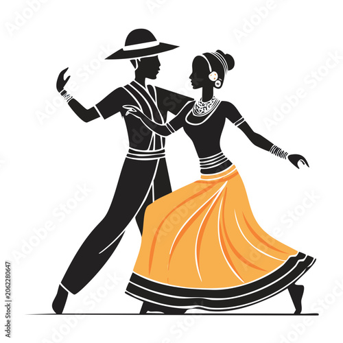 Vector illustration of a dancer in flowing skirt