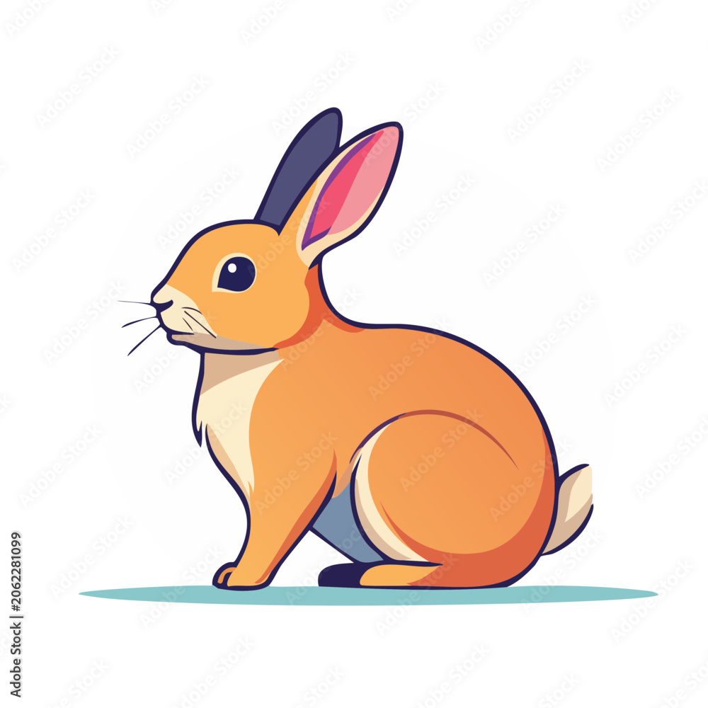 Obraz premium Cute orange cartoon rabbit illustration