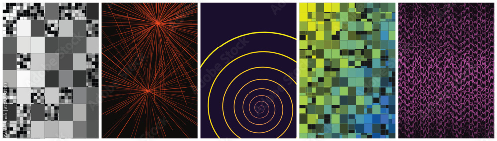 Fototapeta premium Diverse abstract patterns for modern digital art, backgrounds, and graphic design projects.