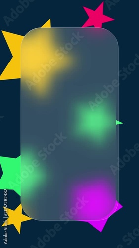 Frosted Glass Card with Colorful Glowing Stars Background