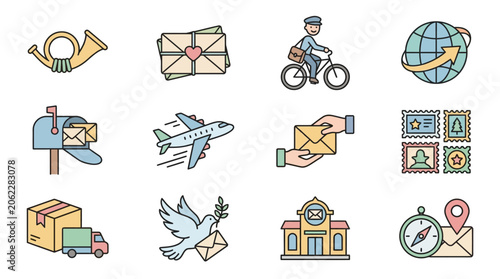 Colorful Icons Representing Mail and Communication (1)