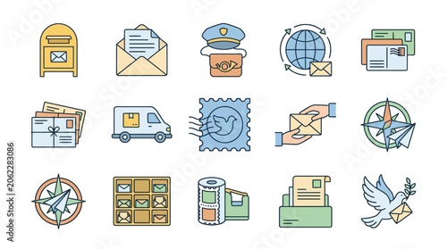 Colorful Icons Representing Mail and Communication