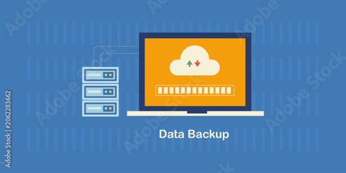 Backup data from local server to cloud storage, visible transfer progress indicator.