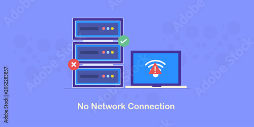No internet connection, weak WIFI signal on laptop, offline server. 