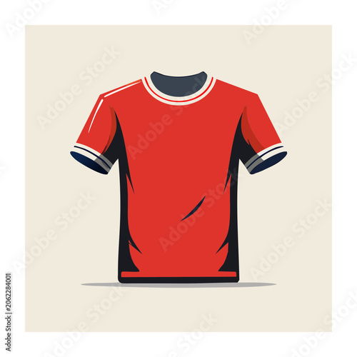 Red T-shirt with black graphic design