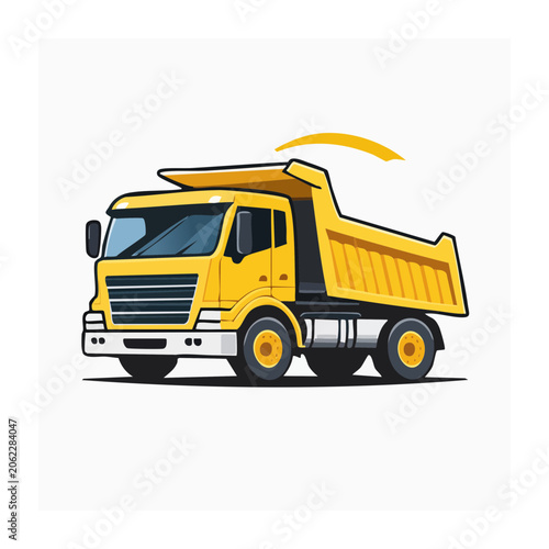 Yellow flat design truck side view vector