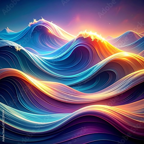 Vibrant, abstract wave design with colorful, swirling patterns