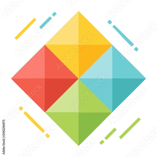 Colorful geometric diamond vector shape