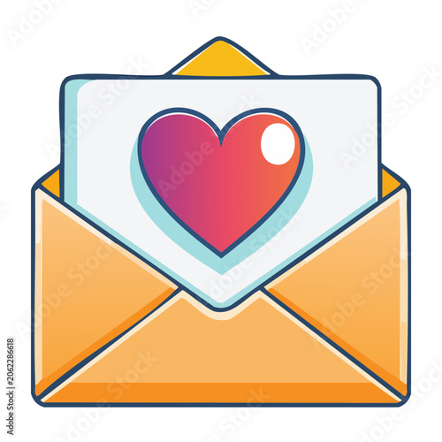 Flat design heart inside envelope vector