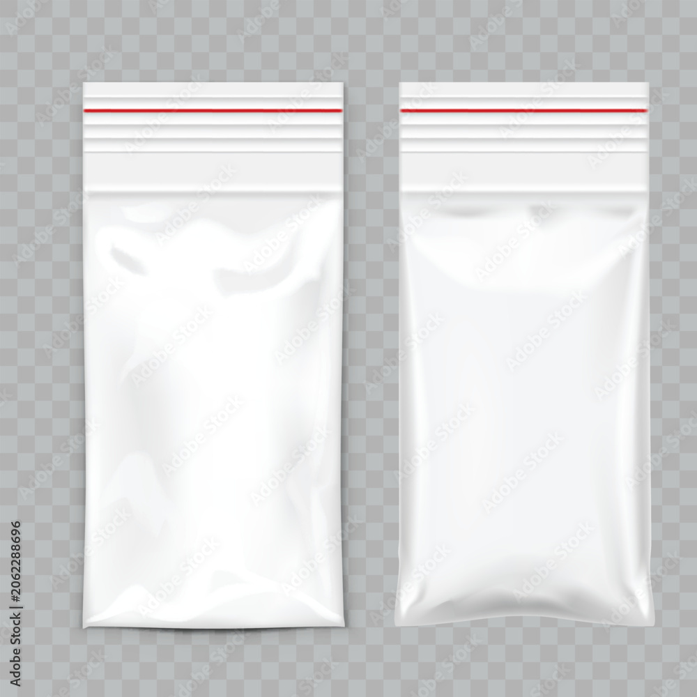 Obraz premium White Plastic Ziplock Bag Mockup Vector illustration