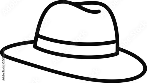 Canvastavla Classic fedora hat, line art illustration, simple and elegant headwear icon