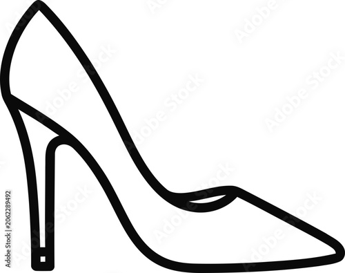 Elegant stiletto heel shoe outline, vector illustration, fashion icon