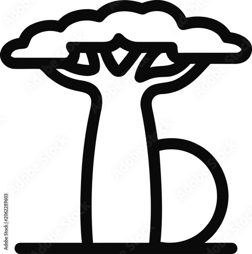 Schilderij op canvas Minimalist Baobab Tree Icon Outline Vector Art