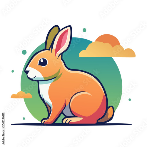 Cute cartoon rabbit in flat design style