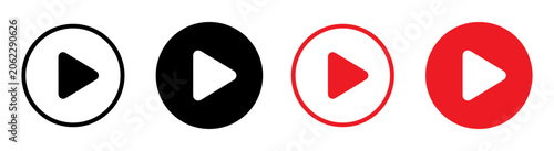 Foto Set of black and red circle play button icons for video media player interface d