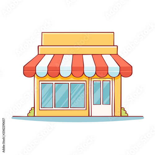 Flat Design Illustration of a Shop Building