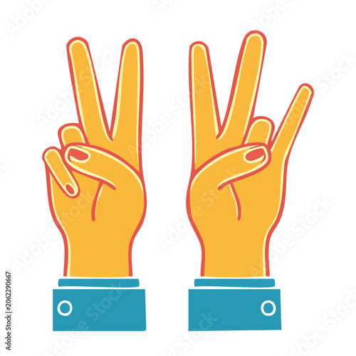 Flat design illustration of peace sign hands