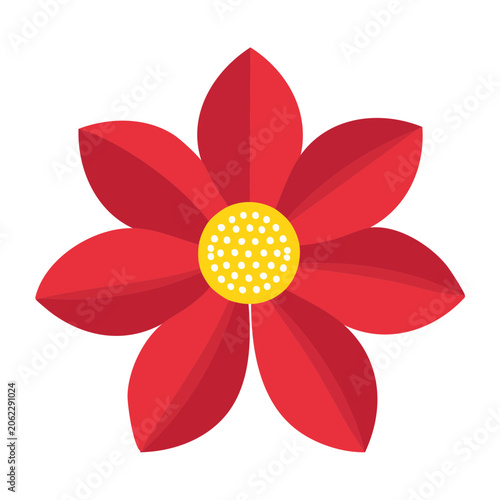 Red flower with yellow sun center vector