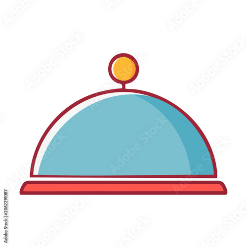 Red and blue cloche with orange knob icon