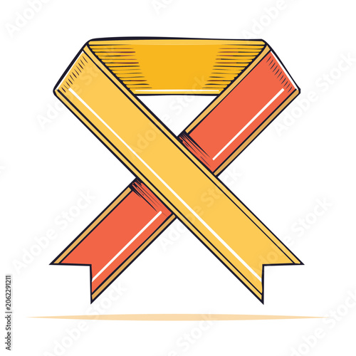 Yellow and Red Awareness Ribbon Illustration
