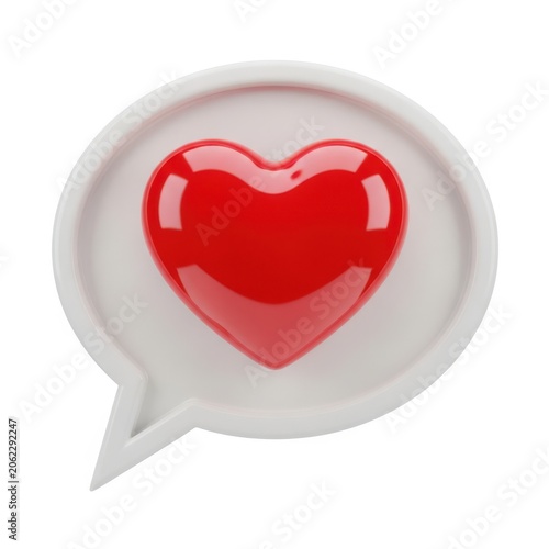 Red heart icon inside speech bubble message