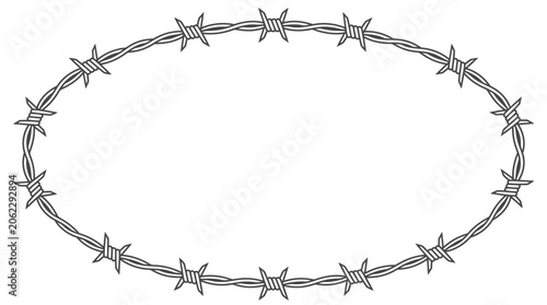 Canvastavla Barbed wire circle isolated on white background.