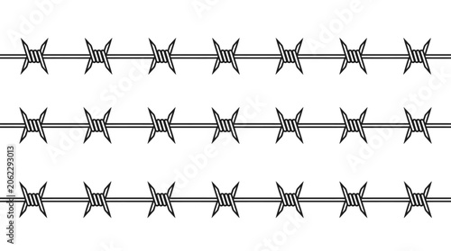 Photos Set of Barbed Wire Vector Isolated on White Background