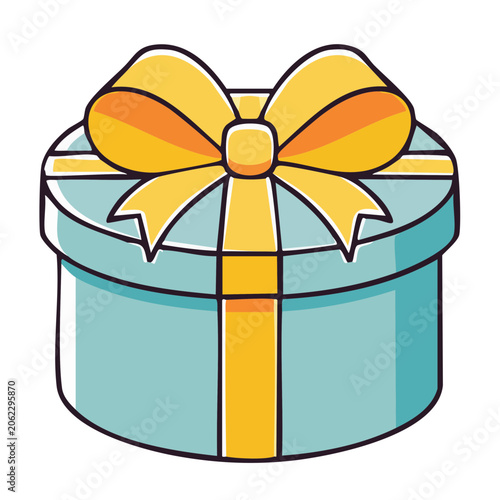 Flat design gift box with yellow bow illustration