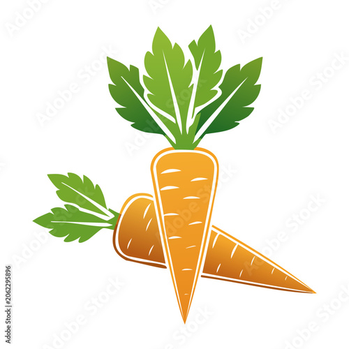 Flat Design Illustration of Carrots with Leaves