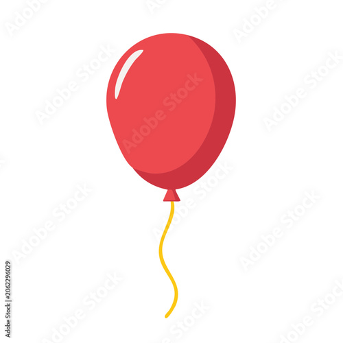 Red balloon with string icon on transparent background