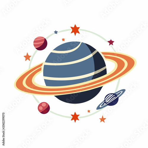 Stylized Saturn and Planets with Stars