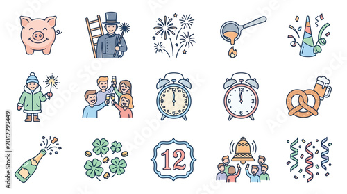 Colorful illustrations of celebrations and festivities