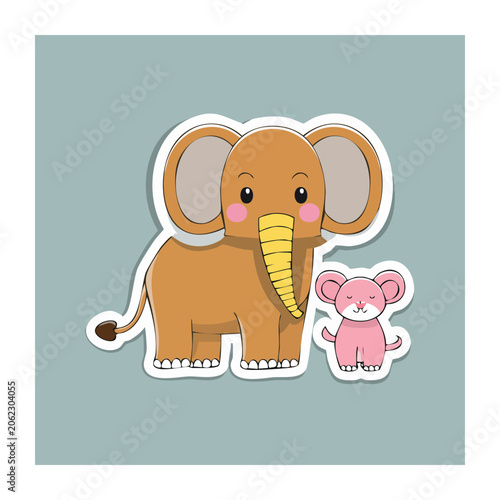Cute cartoon elephant and mouse illustration