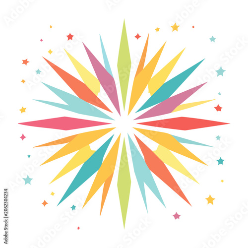 Flat design firework burst with colorful sparks