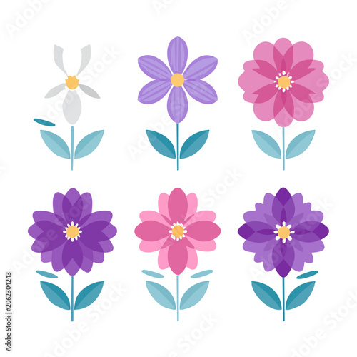 Flat design floral flowers vector set