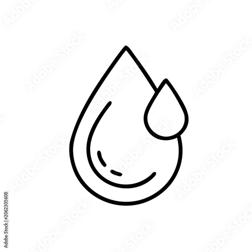 Simple line art of a water drop with a smaller droplet attached  