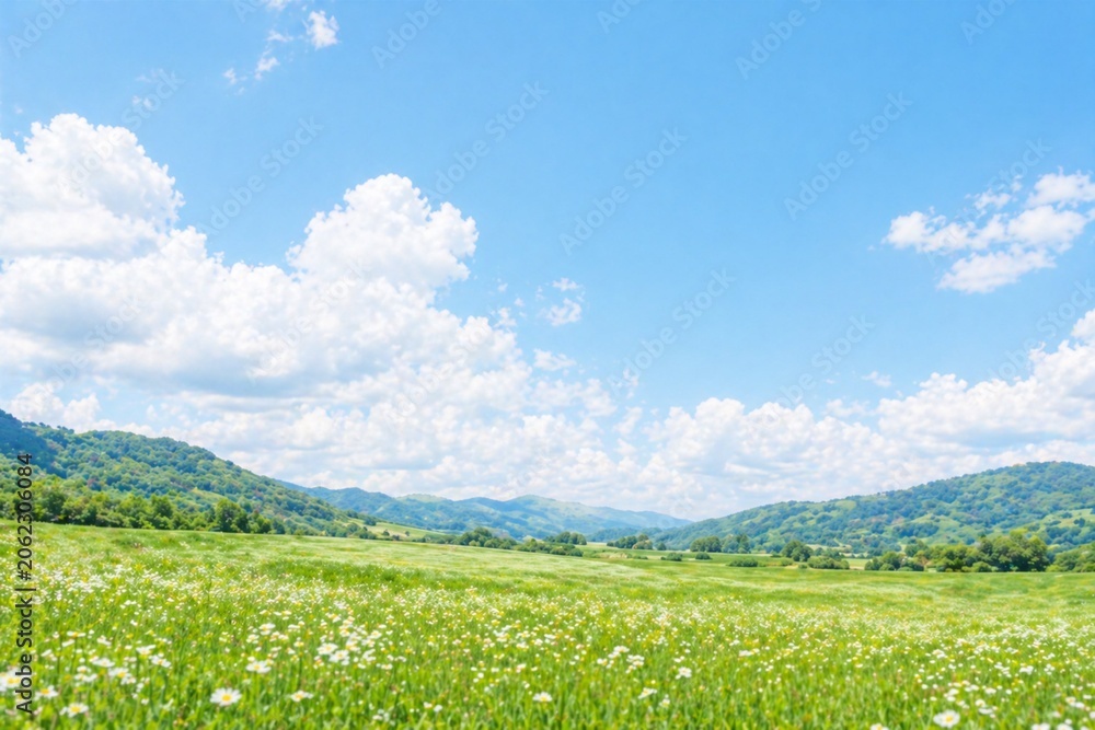 Fototapeta premium green field and blue sky
