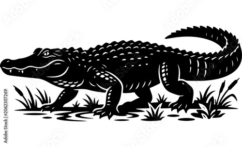 Alligator silhouette silhouette vector illustration