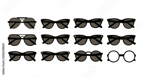 Fotografie Assorted Sunglasses Icon Set