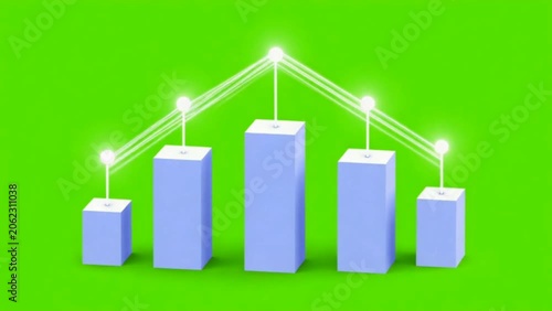 Minimalist Smart City Network Animation with Digital Data Flow, Abstract Vector Technology Concept on Green Screen Chroma Key
