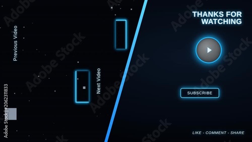  Outro Template with Modern Neon UI Overlay