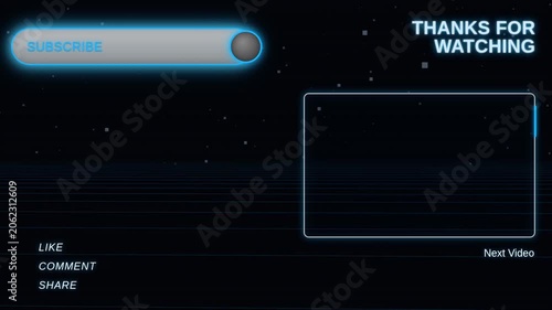 Retro Grid Floor Video Outro Template with Glowing Subscribe Button