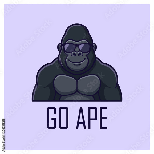 Cartoon Gorilla Wearing Sunglasses Portrait.